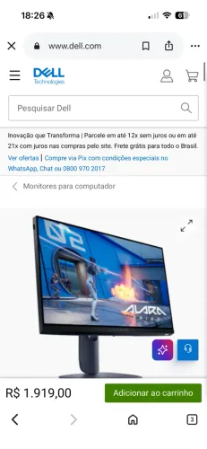 Monitor gamer Alienware 25 de 320 Hz