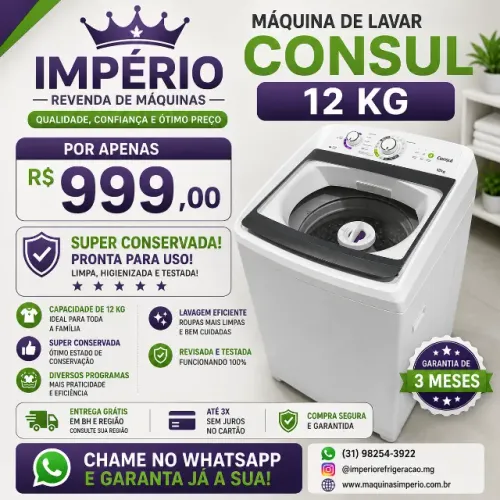 MA38 - Máquina de Lavar Consul 12kg - Super Conservada | Revisada e Funcionando 100%