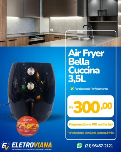 Air Fryer Bella Cuccina 3,5L - NOVA (Sem Uso!)