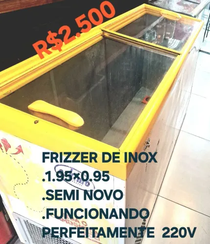 FREZZER INOX 510LITROS TAMPA DE VIDRO