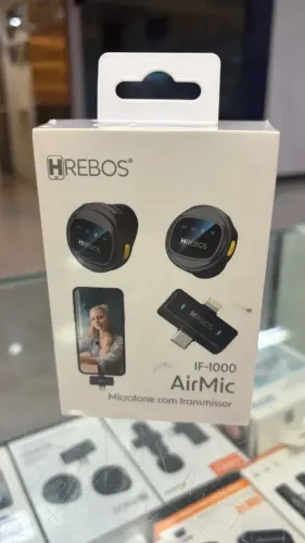 MICROFONE LAPELA HREBOS AIRMIC - TIPO-C/LIGHTNING