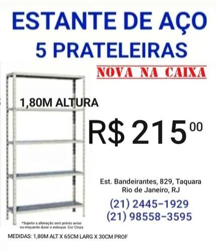 Estante de Aço 5 Prateleiras Nova na Caixa