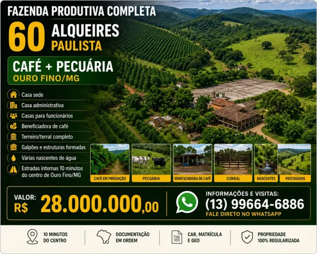 Fazenda café/pecuaria Ouro fino Mg
