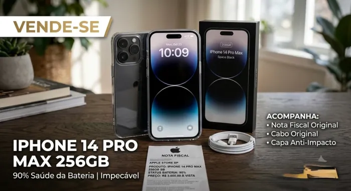 iPhone 14promax bateria 95% Roxo estado zero 