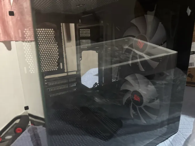 gabinete atom x mini tower, lateral de vidro com 2 fans