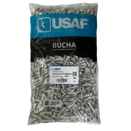 Bucha Ufu 6mm para Tijolo Furado Usaf - Pacote com 1000 Unidades