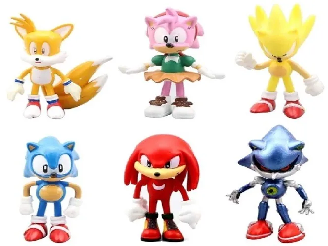 Kit c/ 06 Bonecos Sonic The Hedgehog ? Aceito Cartões ? Entrego em Estações de Trem/Metrô