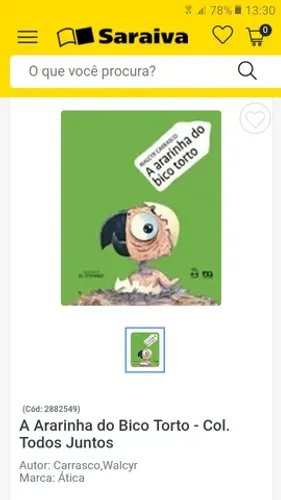 Livro A ararinha do bico torto