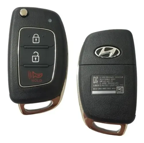 Chave Canivete Hyundai HB20 2012 à 2019 - 3 Botões Preto P/ Alarme Automotivo