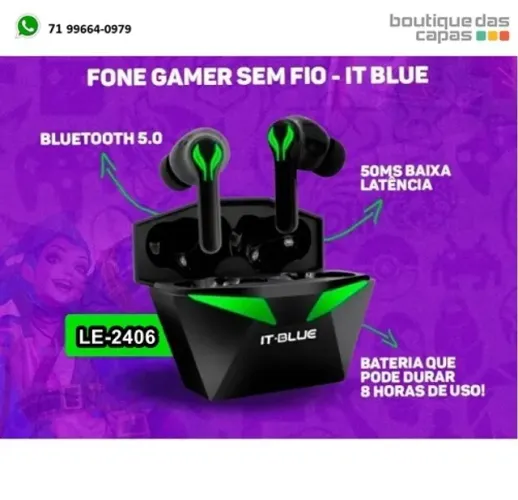 Fone de ouvido bluetooth 5.0 it-blue le-2406 gamer