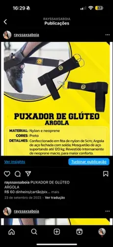 PUXADOR DE GLÚTEO ARGOLA R$ 70