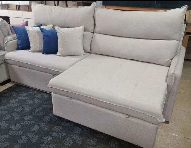 sofa retratil reclinavel linho bege / molas ensacadas novo