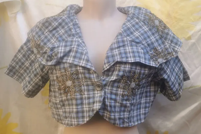 Croped/Blusa  lunne xadrez bordada tam g