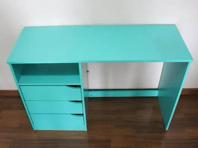 Escrivaninha Azul Turquesa 3 Gavetas