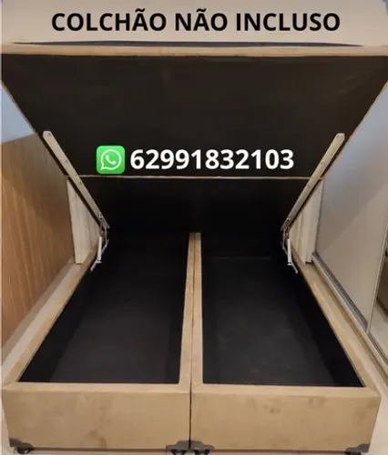 Cama Box Baú Super king corino e suede