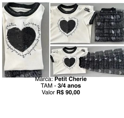 Conjunto Petit Cherie - 3/4 anos - Branco e Preto