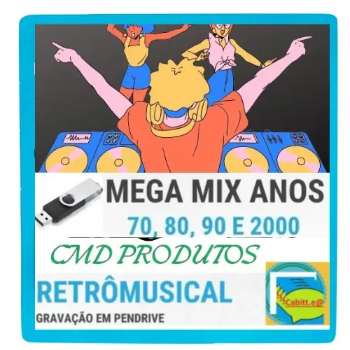 Pen drive 8gb com Músicas = Playlist Mega Mix e Remix Anos 70's á 00's (mp3)