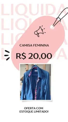 Camisa Feminina Azul - Liquidação!