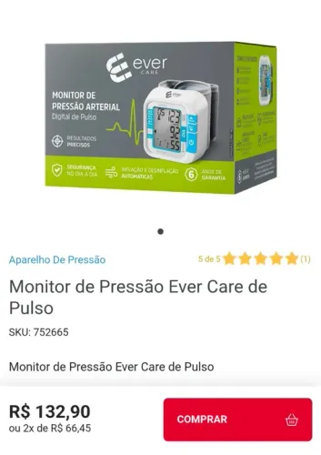 Aparelho de Pressão Arterial Ever Care de Pulso