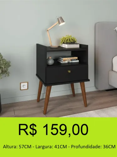 Mesa de cabeceira 1 Gaveta Design acolhedor