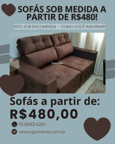 Sofás sob medida, 100% sob encomenda, do jeito que você imaginar! Diversos modelos e cores