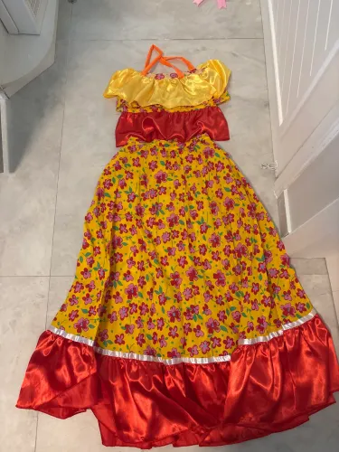 Roupa festa junina carimbó - Saia longa e blusa com alças