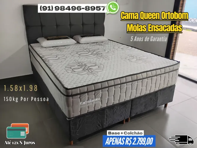 CAMA QUEEN 5 ANOS DE GARANTIA MOLAS ENSACADAS ORTOBOM