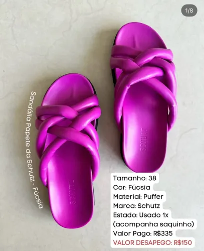 Sandália Papete Schutz Fúcsia - Tamanho 38