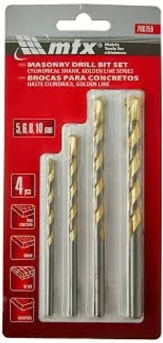 Mtx Jogo De Brocas Para Concreto Golden Line 5 6 8 10Mm