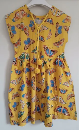 Vestido Infantil A Fábula Amarelo de Borboleta Roupa Menina 10 anos