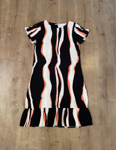 Vestido tam M / G Laranja Preto e off white Ellaben