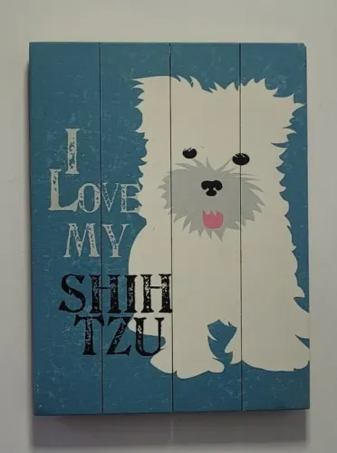 Placa de Madeira Decorativa Shih tzu