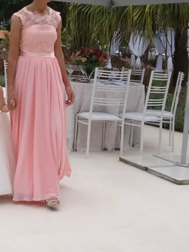 Vestido de festa salmão