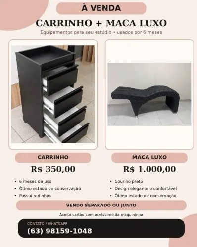 Maca luxo + carrinho auxiliar