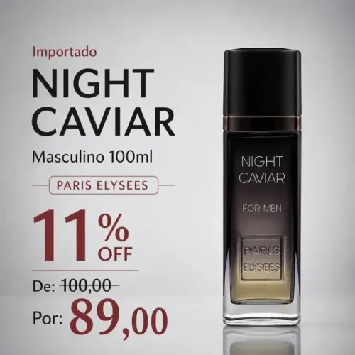 Perfume Night Caviar Paris Elysees 11% Off Edt Masculino 100ml Ref. 212 Vip Black