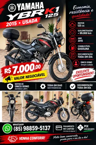 VENDO Yamaha YBR K1 125, ano 2015, muito bem conservada e pronta para rodar!