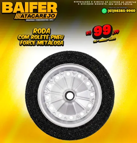 Roda Com Rolete Pneu Force Metalosa