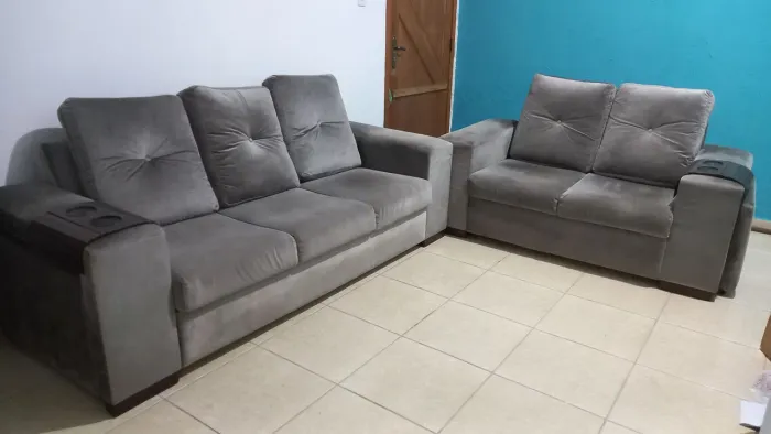 Sofá Castor 3 e 2 Lugares Cinza - Excelente Estado