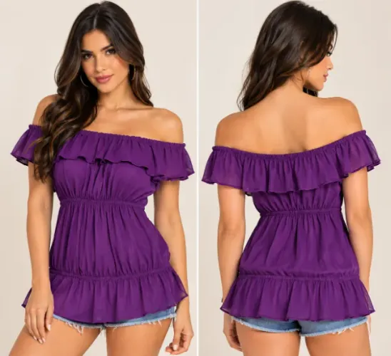 Blusa com elástico roxa NOVA/NUNCA USADA