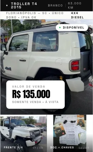 Troller T-4 4X4 3.2 20V TDI Cap. Rígida Diesel 2015