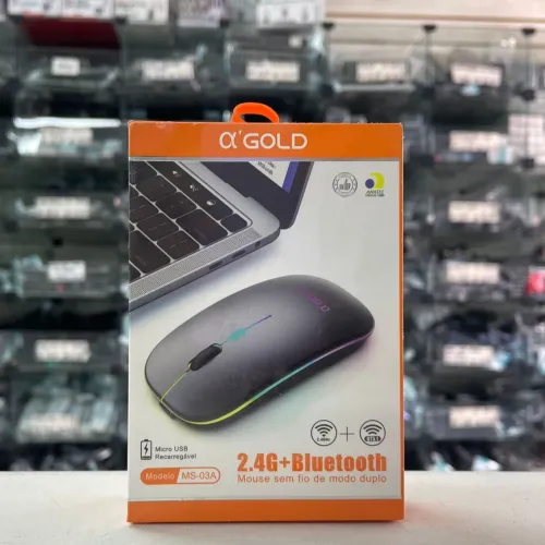 Mouse Sem Fio Bluetooth MS-03A Recarregável AGold