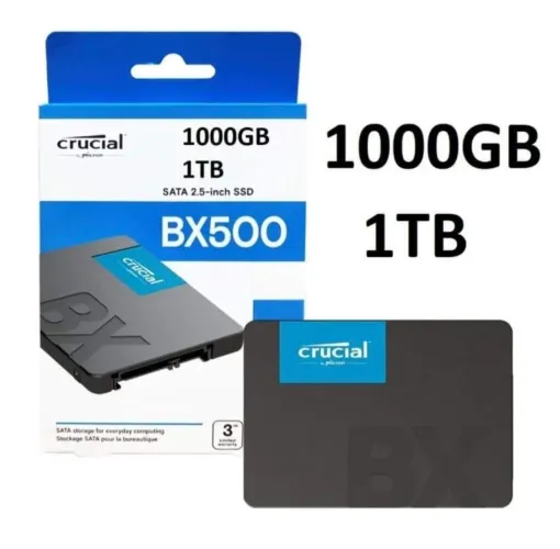 SSD 1TB Crucial 1000GB Modelo BX500 SATA III Mícron Semi Novo