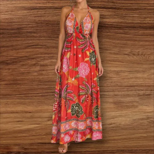 Vestido longo , inspiração farm, tamanho único