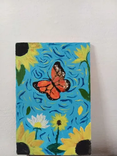 Voo da primavera, pintura autoral em acrílico estilo Van gogh