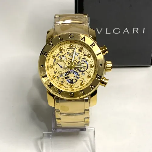 Relógio masculino dourado Bvlgari turbilhão + caixa