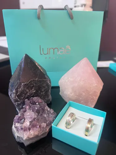 Par de Alianças namoro/noivado Lumaê, seminovas (4 meses de uso) n? 17 e 20