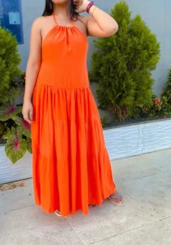 Vestido longo Frente única