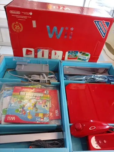 Nintendo Wii Vermelho 25 Anos Mario Completo Na Caixa