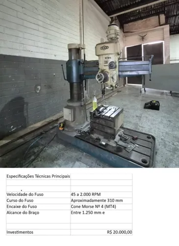 Vendo Furadeira Radial Marca: MAS Modelo: VR 4