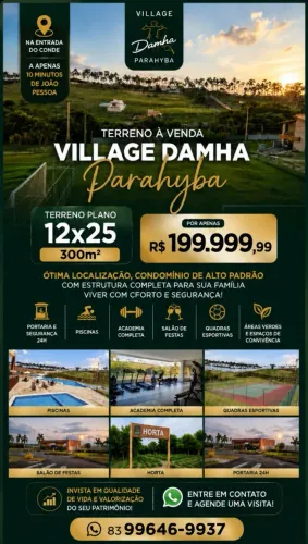 TERRENO PLANO Village Damha Parahyba